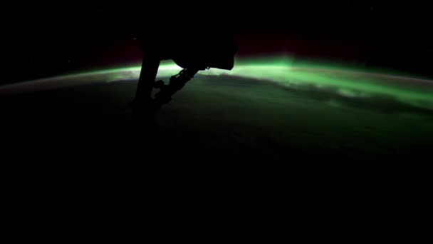 Aurora Borealis Sett Utifrån Den Internationella Rymdstationen Jord Omloppsbana — Stockvideo