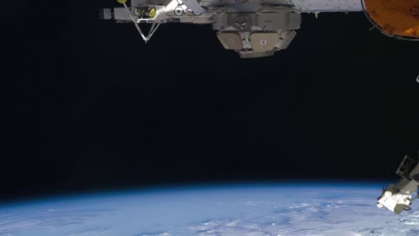 Moonrise Atas Bumi Dari Stasiun Luar Angkasa Internasional Orbit — Stok Video