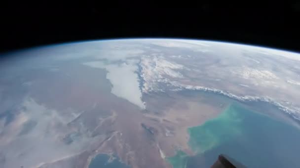 Közel Kelet Föld Körül Keringő Nemzetközi Űrállomásról — Stock videók