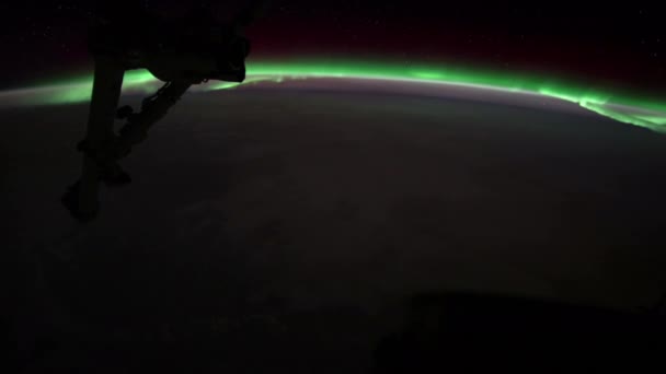 Aurora Borealis Nad Wielkimi Jeziorami Międzynarodowa Stacja Kosmiczna Orbicie Ziemskiej — Wideo stockowe