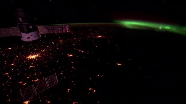 Aurora Boreal Sobre Este Estados Unidos Vista Desde Estación Espacial — Vídeo de stock