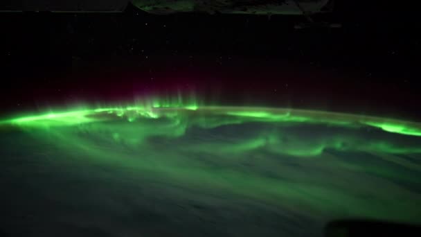 Aurora Boreal Sobre Océano Índico Estación Espacial Internacional Órbita Terrestre — Vídeo de stock