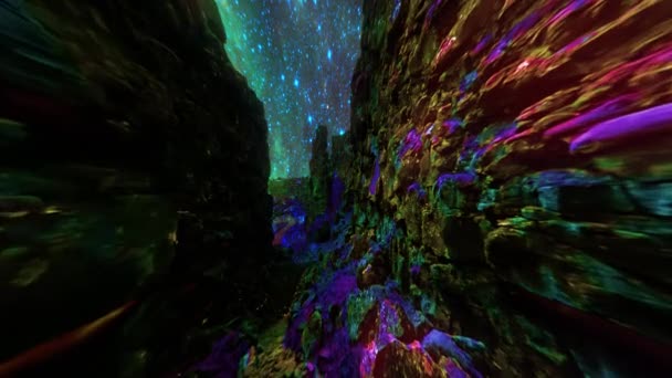 Abstracto Paisaje Ensueño Gema Tachonada Cañón Bajo Supernova — Vídeos de Stock