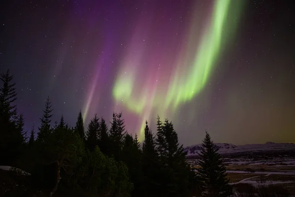 Aurora Borealis Paesaggio Girato Islanda — Foto Stock