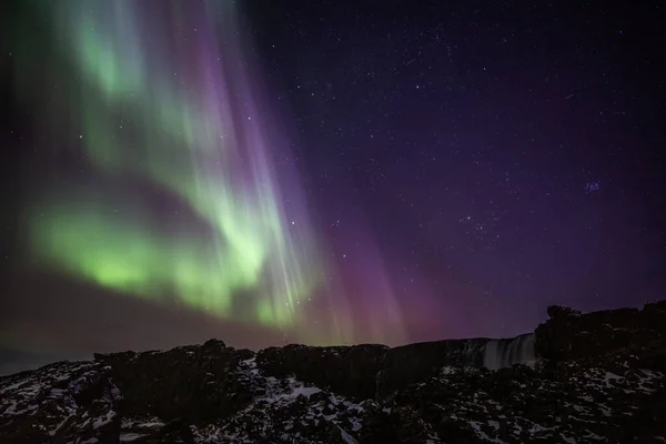 Aurora Borealis Ландшафт Знятий Ісландії — стокове фото