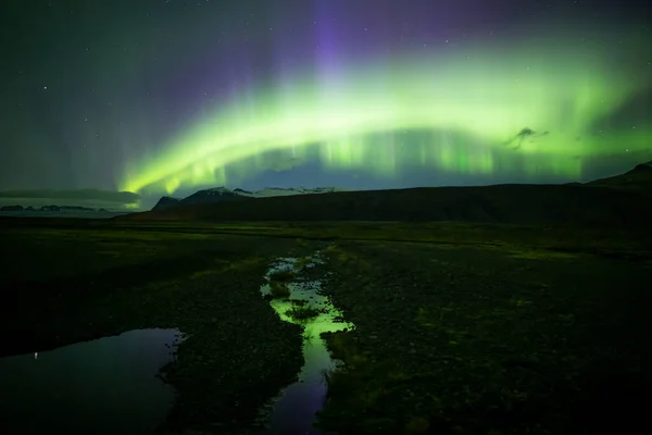 Aurora Borealis Krajina Výstřel Islandu — Stock fotografie
