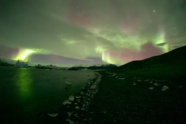 Aurora Borealis Ландшафт Знятий Ісландії — стокове фото
