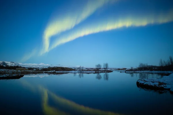 Aurora Boreal Paisaje Fotografiado Islandia —  Fotos de Stock