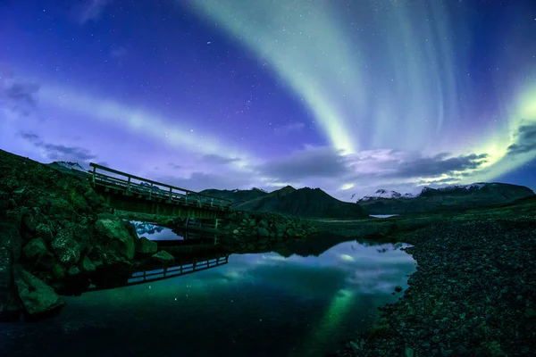 Aurora Boreal Paisaje Fotografiado Islandia — Foto de Stock