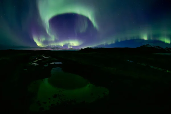 Aurora Boreal Paisagem Filmada Islândia Imagem De Stock