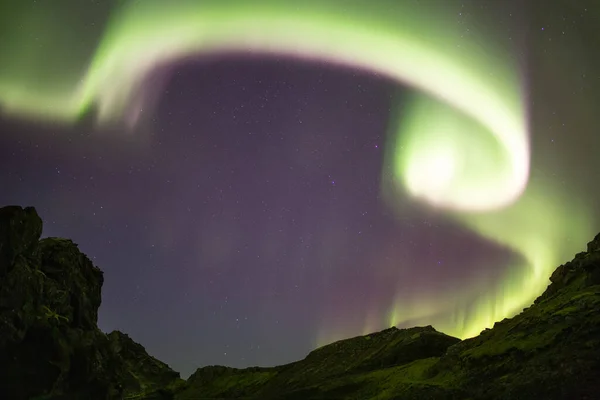 Aurora Borealis Landschaft Island Aufgenommen Stockfoto