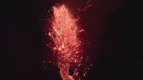 Revealing Aerial Volcano Fountain Lava River Iceland 2021 — Stock Video