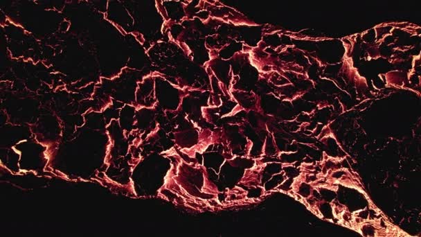 Salendo Sopra Fiume Lava Notte Islanda Aerea 2021 — Video Stock