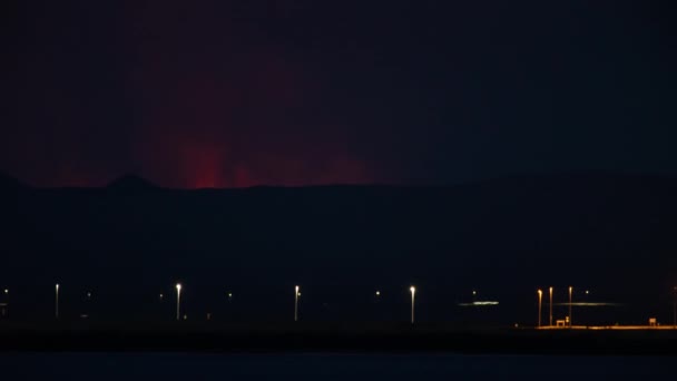 Éruption Circulation Nuit Reykjavik Islande — Video