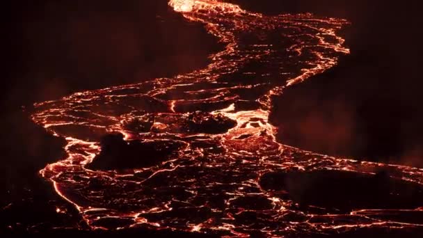 Rivier Van Stromende Lava Nachts Ijsland Tijd Verval — Stockvideo