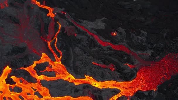溶岩の川のパターン空撮アイスランドを明らかに — ストック動画