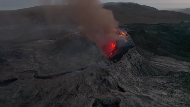 Kráter Sopečné Erupce Islandu — Stock video