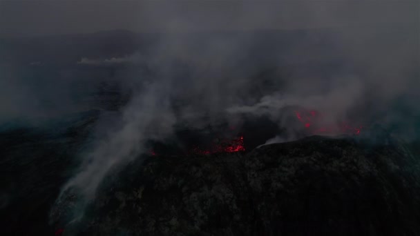 Aerial Flyover Volcano Crater Iceland 2021 — Stock Video