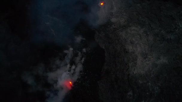 Smoking Lava Field Aerial High Stark Volcanic Landscape Iceland — Stock Video