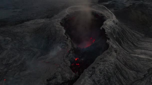 Volare Verso Cratere Vulcanico Aerea Islanda — Video Stock