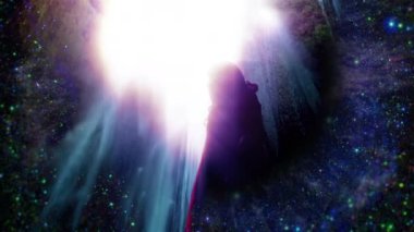 Evren tanrıçası kadın büyücü şelale.