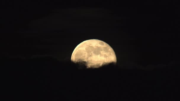 Luna Llena Saliendo Través Nubes Oscuras — Vídeos de Stock