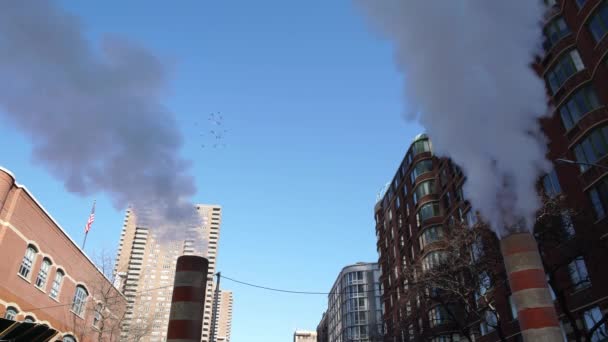 Sabah New York Atmosferi Manhattan Caddesi Buhar Boruları Daireler Çizen — Stok video