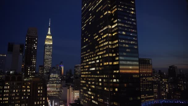 Kantoortoren Imperium Staatsgebouw Nyc Manhattan Nacht Schemering — Stockvideo