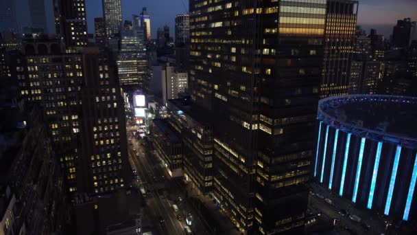 Manhattan Nyc Alkonyatkor Fentről Nézve — Stock videók