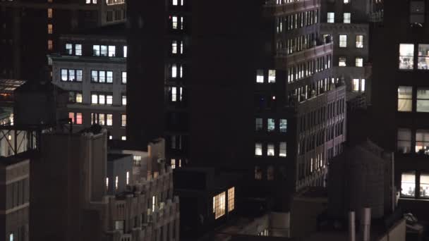 Manhattan Nyc Střecha Vytváří Záběr Noc — Stock video