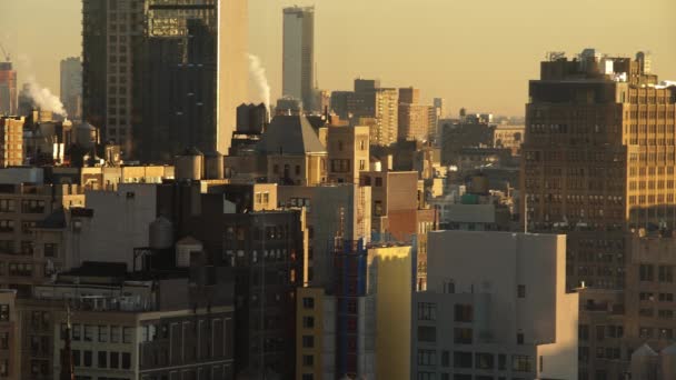 Manhattan Nyc Skyline Hora Dorada — Vídeo de stock