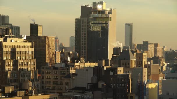 Manhattan Nyc Skyline Goldene Stunde — Stockvideo