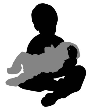 Kardeşi silueti olan çocuk.