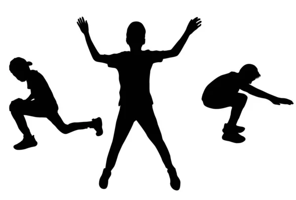 Dancing Children Boys Silhouettes Vector Illustration — Stock Vector