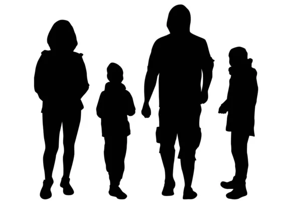 Silhouette Famiglia Concetto Vettoriale Illustrazione — Vettoriale Stock