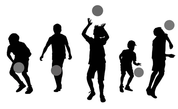 Силуэт Мальчика Векторной Иллюстрацией Концепции Мяча — стоковый вектор