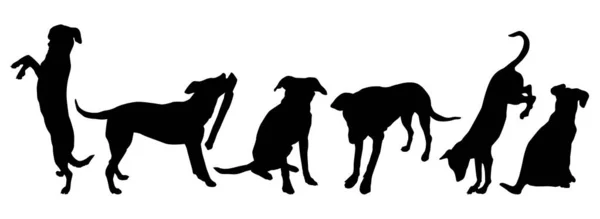 Hundsilhuetter Begrepp Illustration — Stock vektor