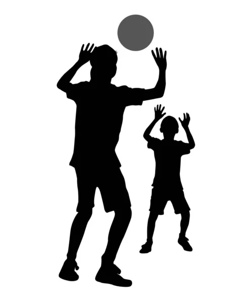 Jungen Spielen Volleyball Vektor Illustration — Stockvektor