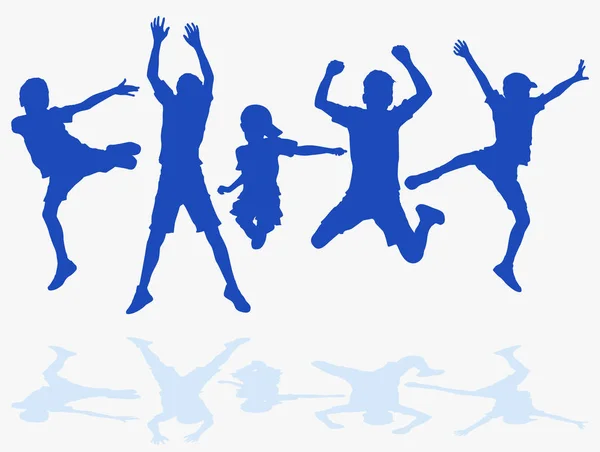 Dansande Barn Pojkar Silhuetter Vektor Illustration — Stock vektor