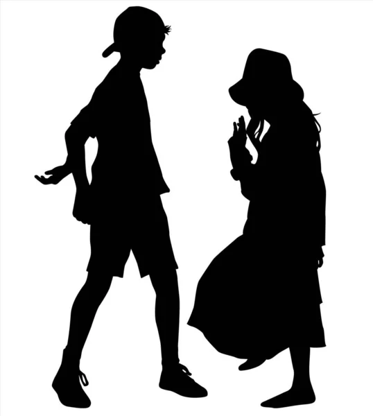 女の子と男の子のシルエットベクトルイラスト — ストックベクタ