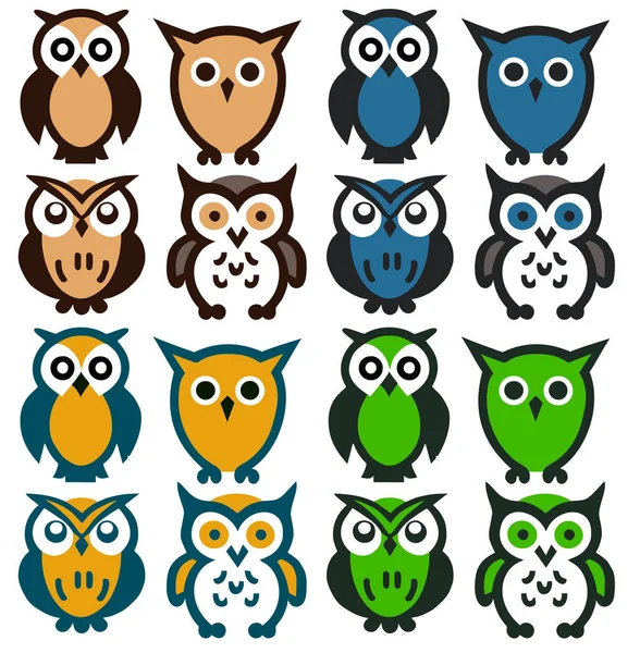 stock vector Set of owls icon vector illustration