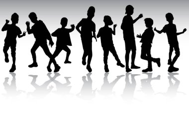 Parti vektör illüstrasyonunda dans eden mutlu çocuklar.