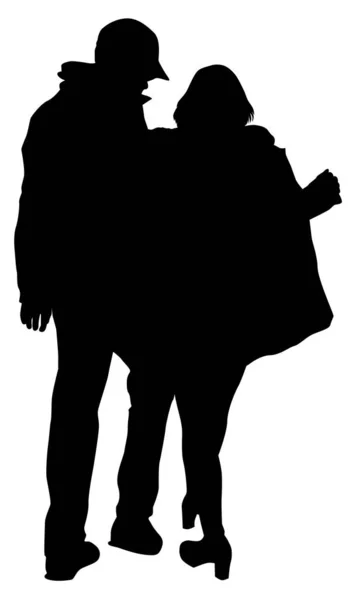 Happy Couple Together Silhouettes Woman Man Love Concept Vector Illustration — Stock Vector