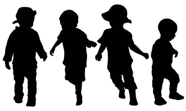 Glücklich Laufende Junge Jungen Silhouetten Vektor Illustration — Stockvektor