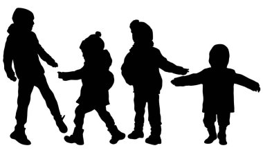 Mutlu kardeşler kışın siluetleri