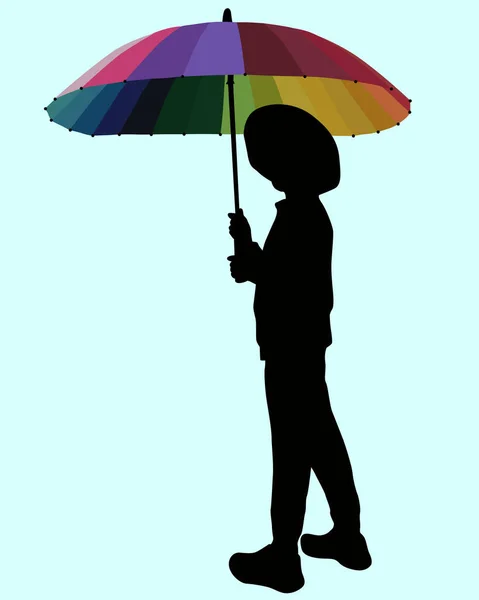 stock vector Happy boy with umbrella in color
