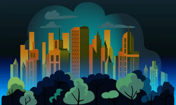 Плоский Дизайн Городского Пейзажа Современная Векторная Иллюстрация Простого Городского Горизонта — стоковый вектор