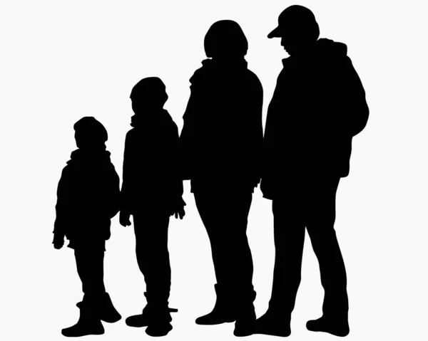 Mother Father Two Sons Together Silhouettes Concept Vector Illustration — Stock Vector