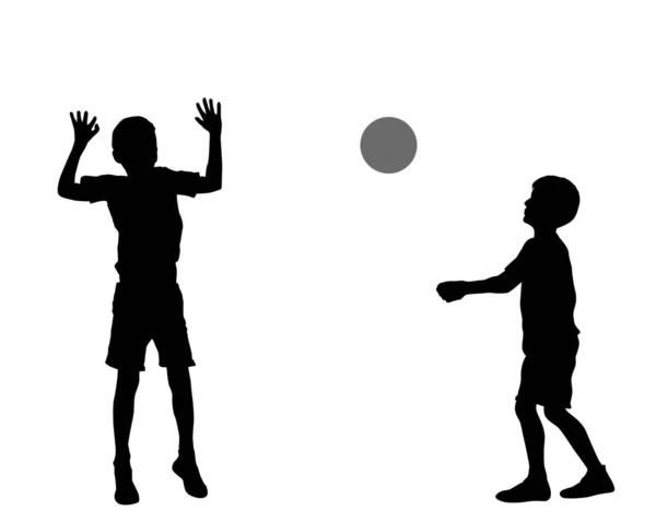 Zwei Jungen Spielen Ball Freien — Stockvektor