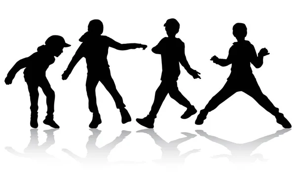 Silüet Konsept Vektör Illüstrasyonunda Dans Eden Çocuklar Grubu — Stok Vektör